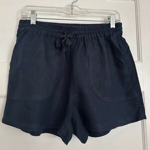 Quince navy European linen shorts with stretch waistband M